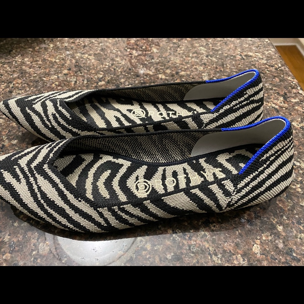 Rothy’s The Point loafers, zebra print